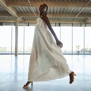 Inclán Studio Halter Neck Metallic Maxi Dress